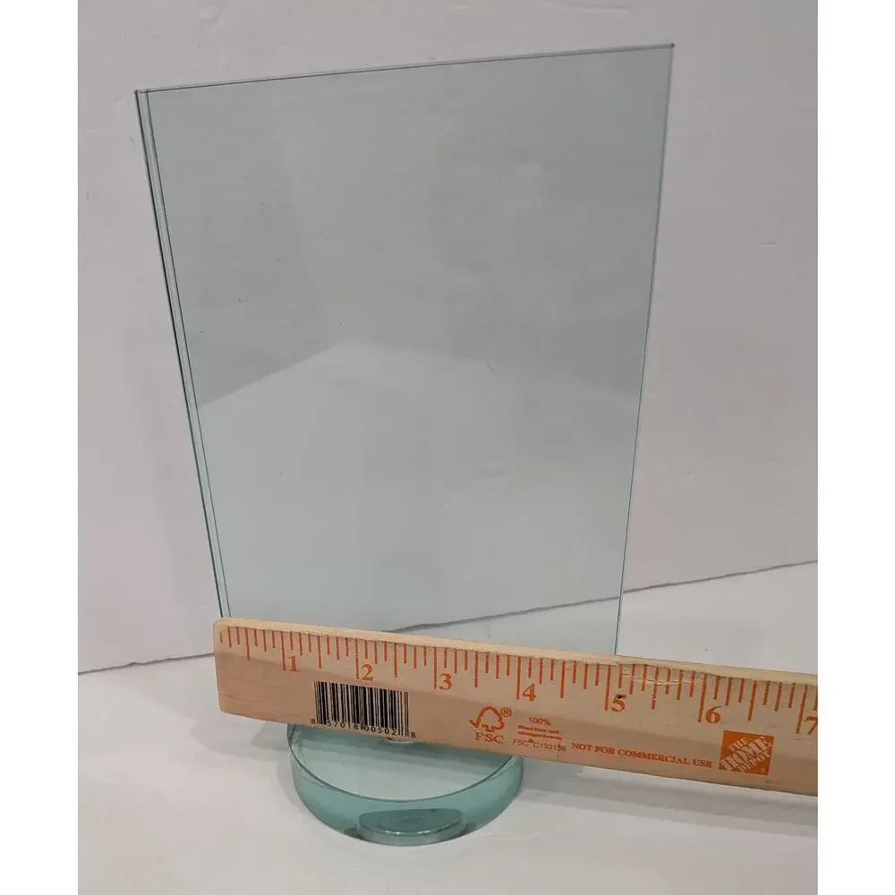 Vintage MCM 5x7 Dual-Pane Glass Floating Photo Frame with Revolving Lucite Base